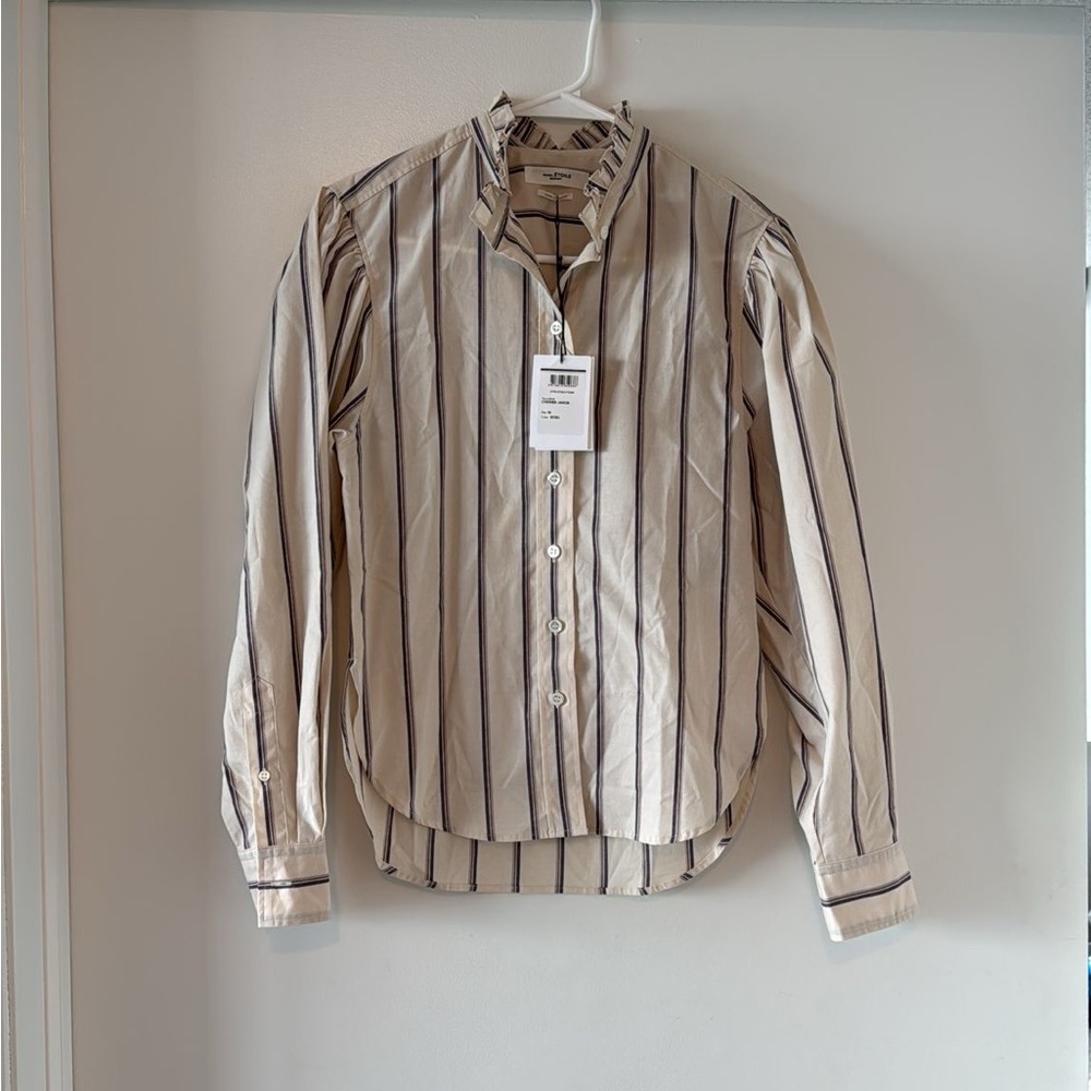 ISABEL MARANT ETOILE Ruffled Striped cotton blouse
